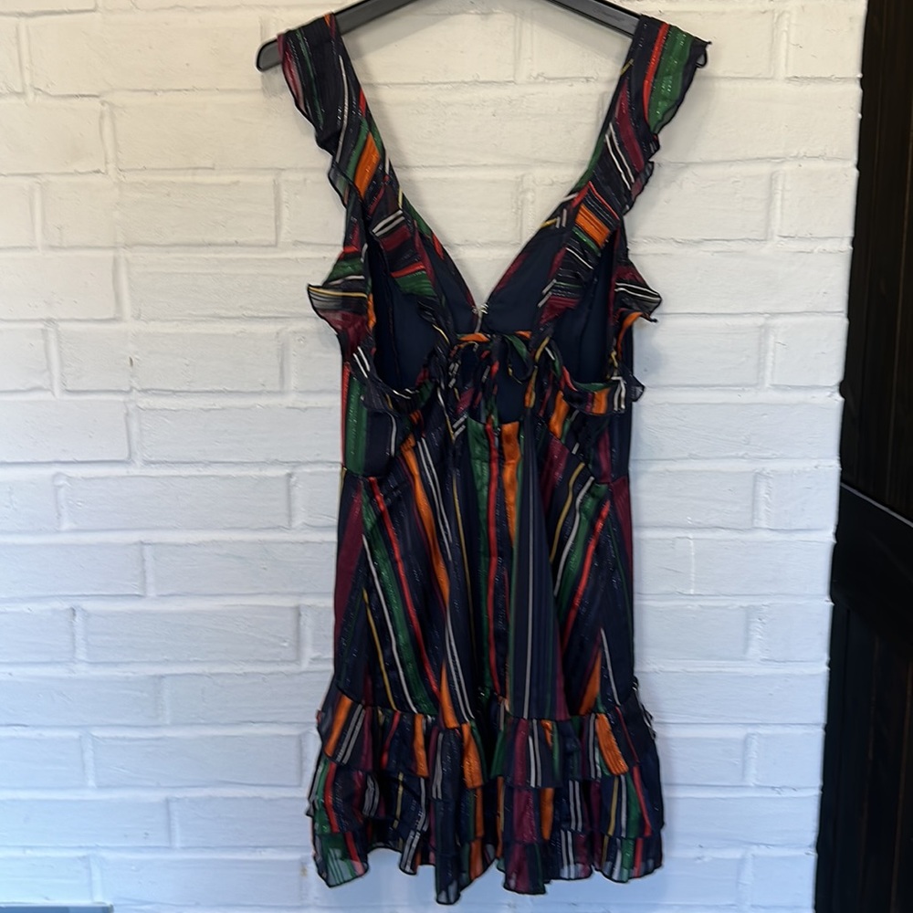 Karlie Striped vNeck Ruffle Dress - Picture 2 of 4